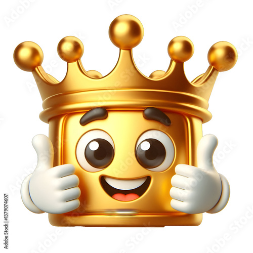 3D CUTE Golden crown . isolated on white background.