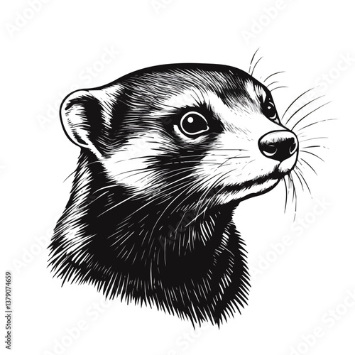 Ferret head minimalist flat illustration, featuring a clean design isolated on a white background.

