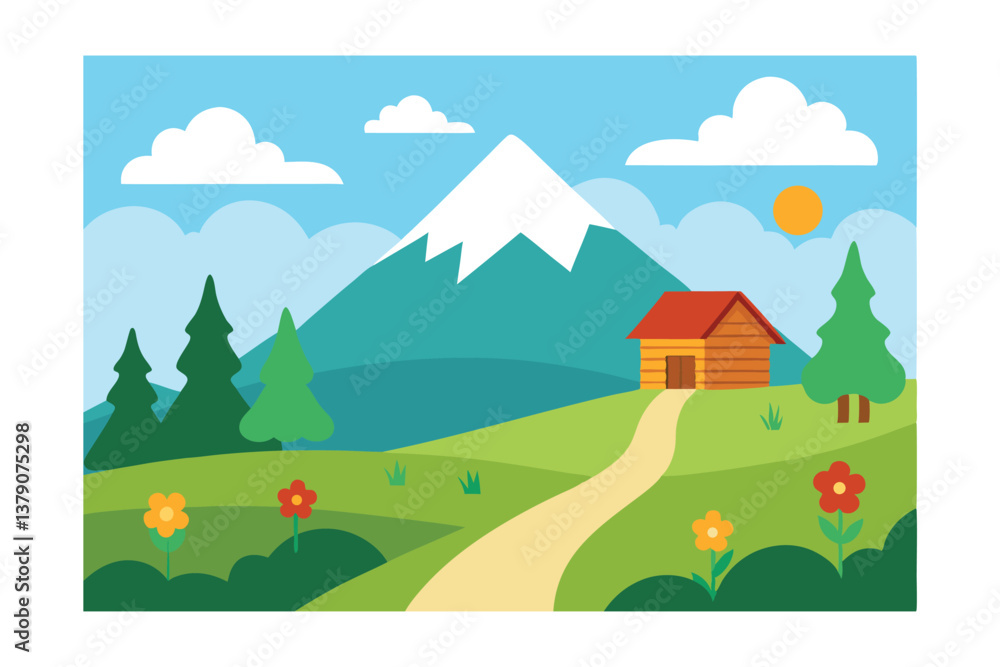 Fototapeta premium landscape with houses