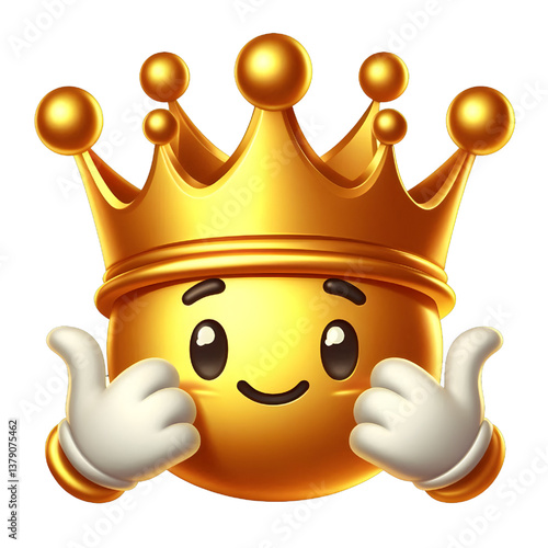 3D CUTE Golden crown . isolated on white background.