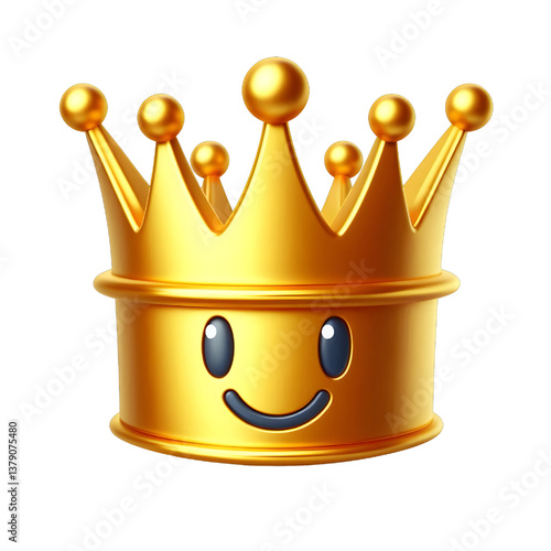 3D CUTE Golden crown . isolated on white background.