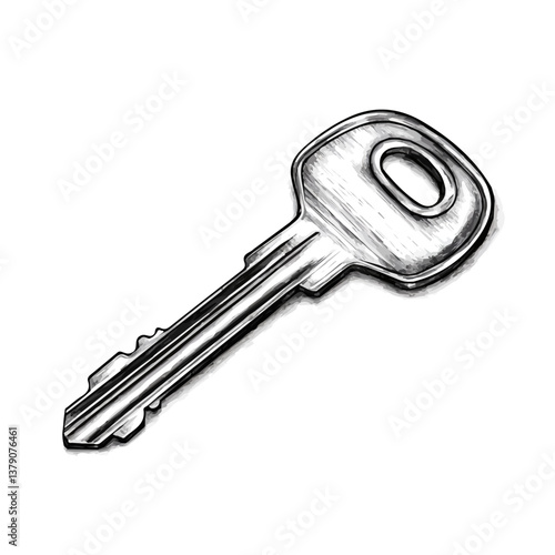 Hotel key minimalist flat illustration, featuring a clean design isolated on a white background.

