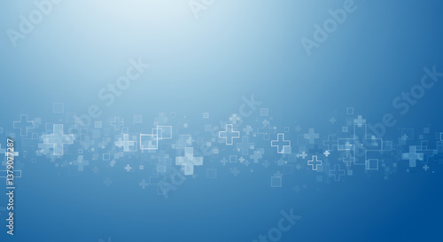  Medical Background with Fading Crosses: Health, Technology, and Innovation Visual. Ideal for Healthcare, Science, and Pharma Projects