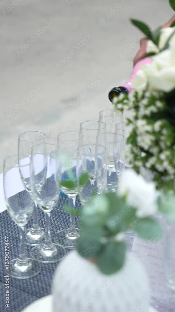 Pouring a refreshing drink at an elegant outdoor gathering with flowers Pouring a refreshing drink at an elegant outdoor gathering with flowers