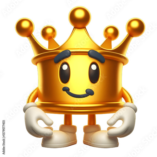 3D CUTE Golden crown . isolated on white background.