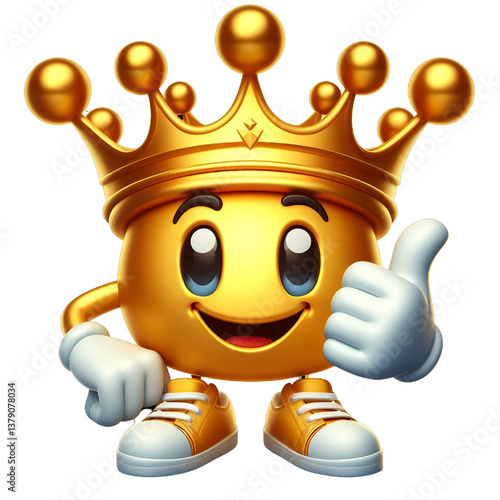 3D CUTE Golden crown . isolated on white background.