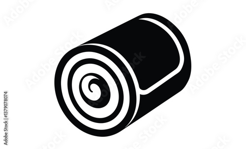 Roll cake isolated white silhouette