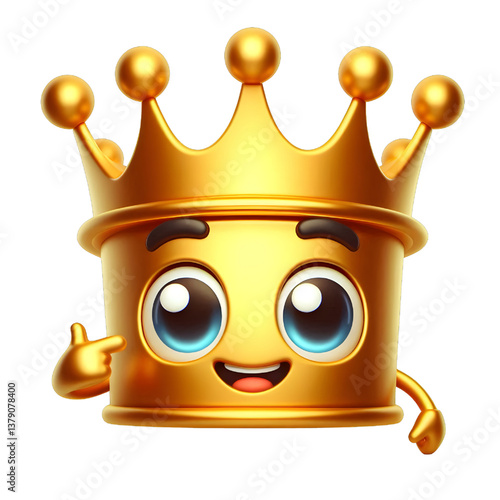 3D CUTE Golden crown . isolated on white background.