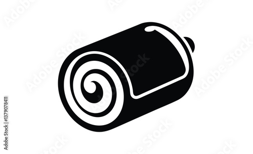 Roll cake isolated white silhouette