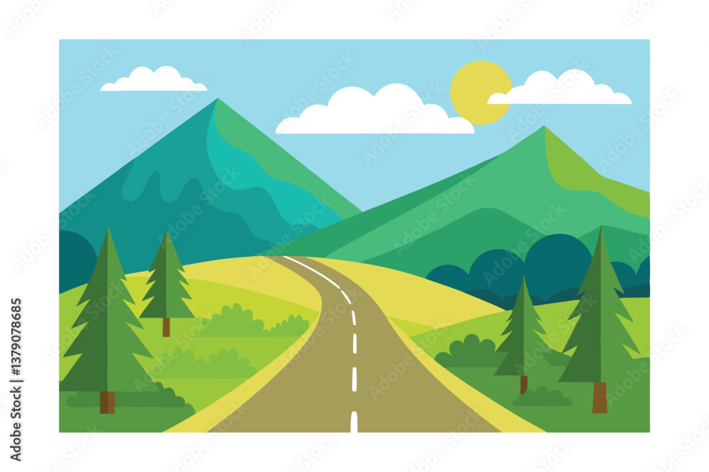 Obraz premium landscape with mountains and road