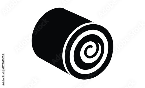 Roll cake isolated white silhouette