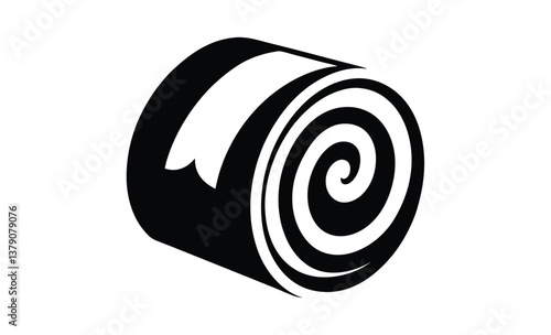 Roll cake isolated white silhouette