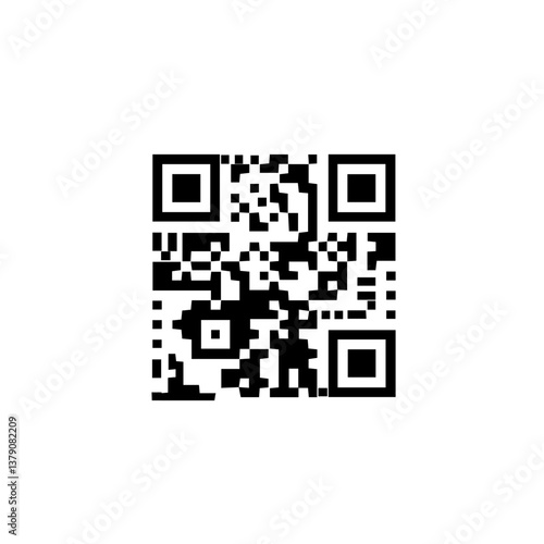 QR code icon. Fake template of quick responce matrix barcode in square grid. Mobile phone camera readable digital label isolated on white background. Vector graphic illustration. eps10