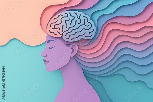 International Parental Mental Health Awareness Week. Blue monday or mental health day. woman with a puzzle brain. Neurodiversity, Disability Pride Month, world brain day, dementia