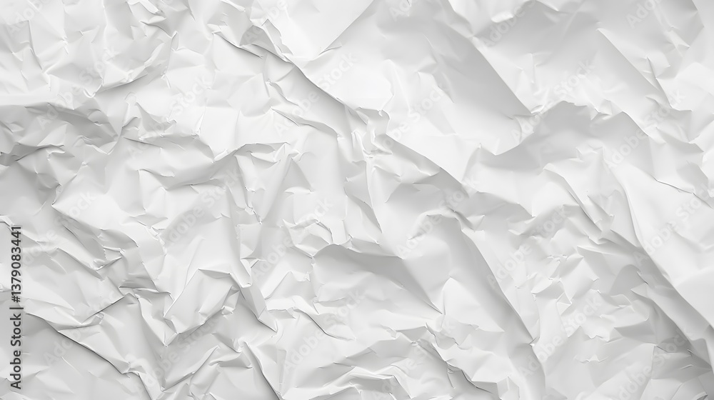 Obraz premium Crumpled White Paper Texture Full Frame Background for Design Element