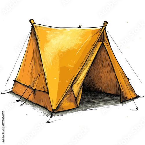 Tent peg minimalist flat illustration, featuring a clean design isolated on a white background.

