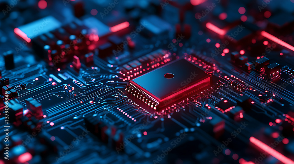 Obraz premium Cyber security concept, circuit board and lock