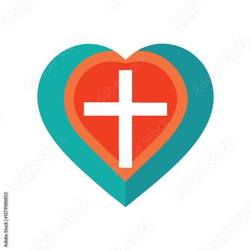 Good Friday background vector heart with cross