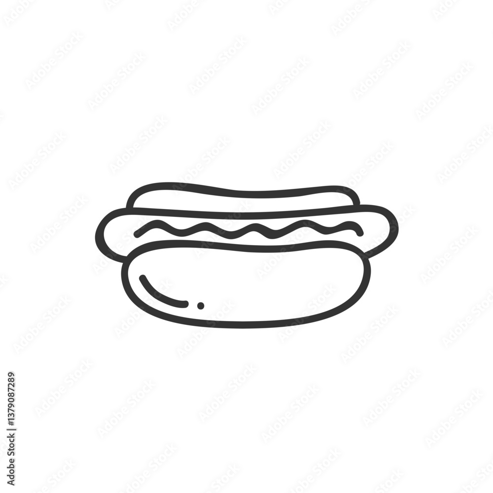 Black Line Food Vector Icons hotdog Black Line Food Vector Icons hotdog