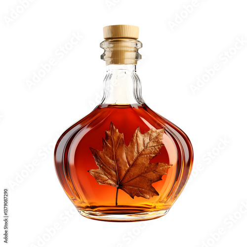 Warm Maple Bourbon Bottle Isolated on Transparent Background