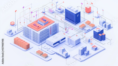 Wallpaper Mural Futuristic Technology Retail Warehouse: Digitalization and Visualization of Industry 4.0 Process that Analyzes Goods, Cardboard Boxes, Products Delivery Infographics in Logistics, Distribution Center Torontodigital.ca