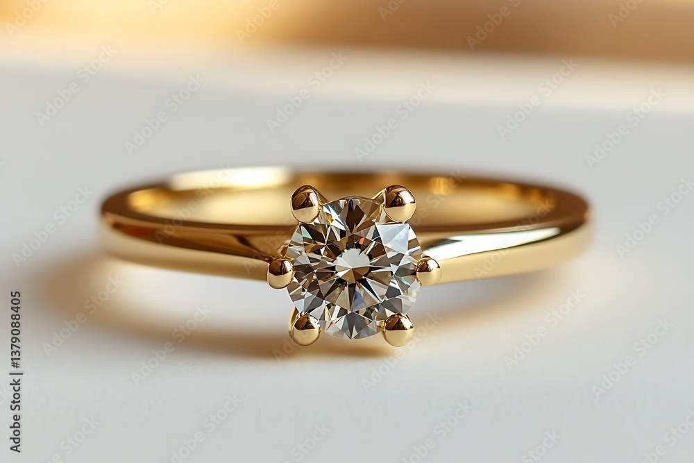 Elegant gold ring with a delicate diamond centerpiece, isolated on white. Elegant gold ring with a delicate diamond centerpiece, isolated on white.