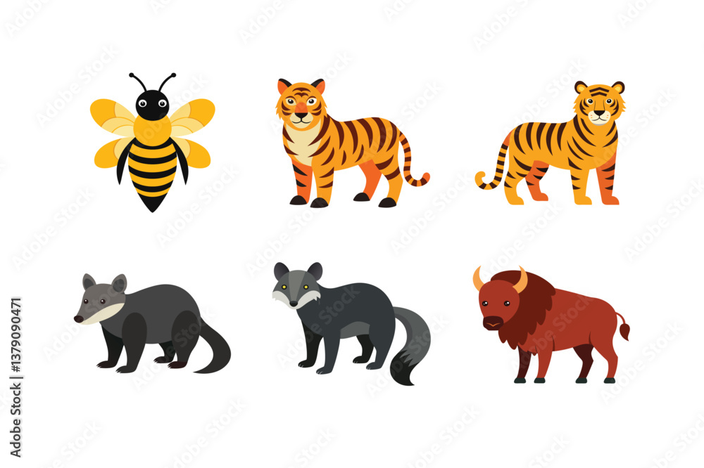 Naklejka premium vector set 6 different of animals