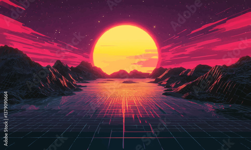 Retro wave grainy noise background texture