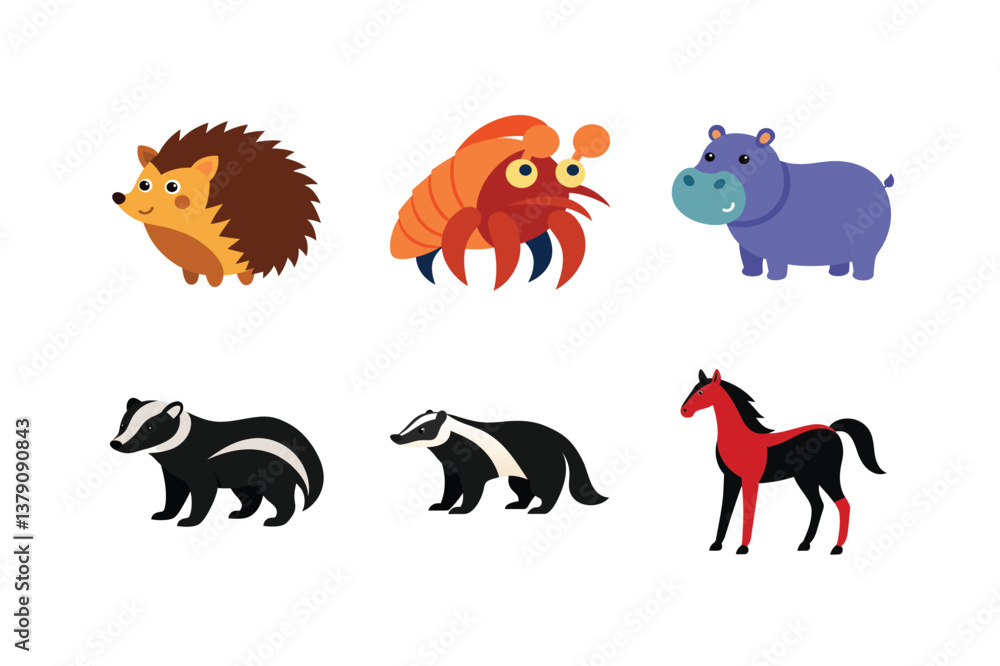 vector set 6 different of animals vector set 6 different of animals