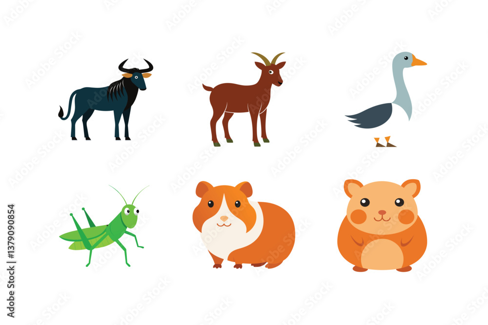 Fototapeta premium vector set 6 different of animals