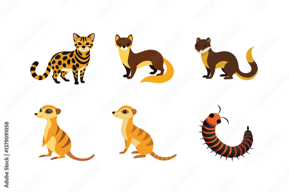 Obraz premium vector set 6 different of animals