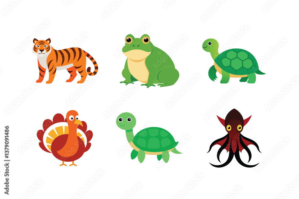 vector set 6 different of animals vector set 6 different of animals