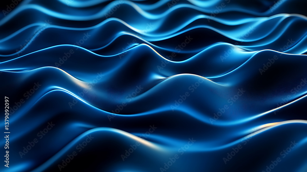 Obraz premium Abstract wide blue digital wave backdrop, 3d rendering
