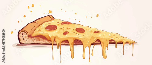 Slice of pizza with melting cheese is being lifted. Concept of delicious, tempting food. For food blog post.