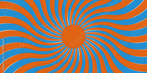 Abstract comic background illustration Vector pop art colorful rays background. Green and orange Sunburst Banner orange sunburst background