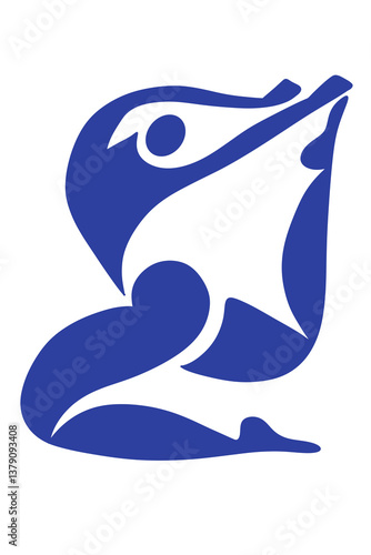 Dancer blue abstract body shape Matisse style art 