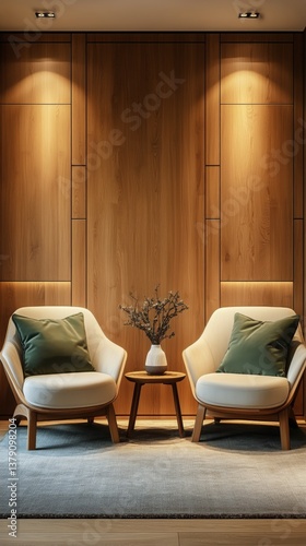 Cozy Seating Area With Modern Design in a Warm Wooden Interior Setting