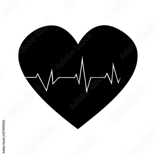 heart pulse silhouette on transparent background 
