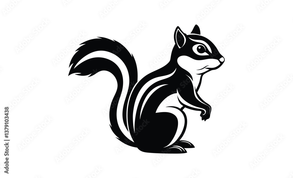 Black and white chipmunk silhouette Black and white chipmunk silhouette