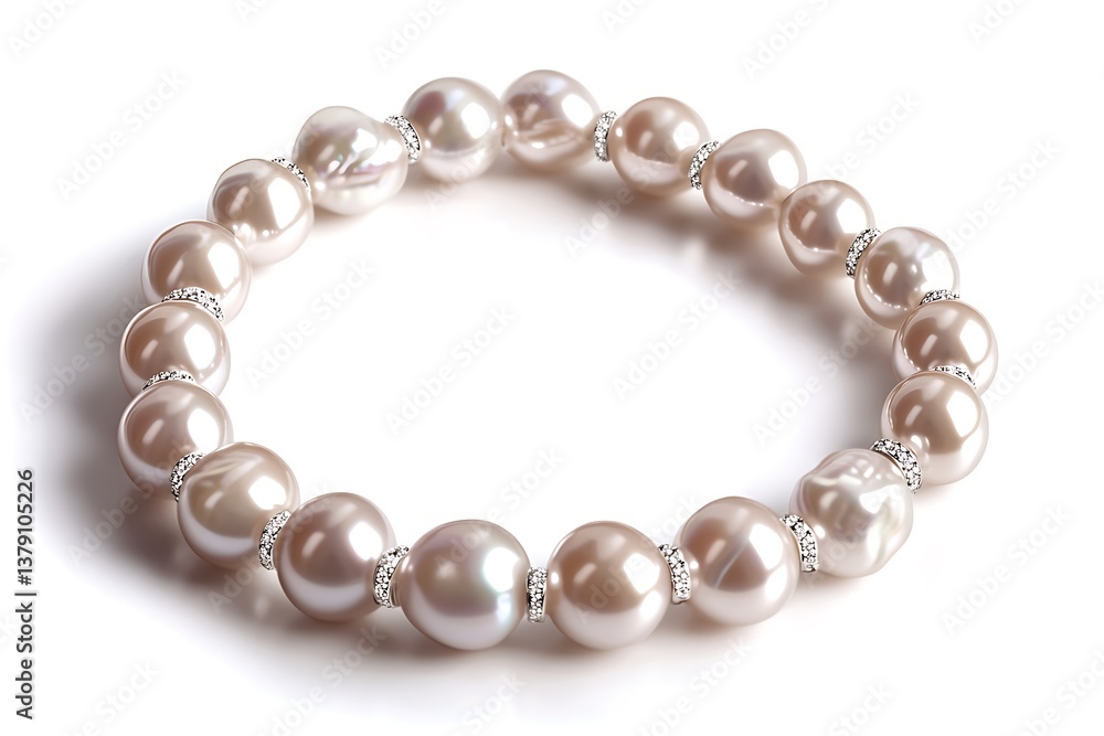 Luxurious pearl necklace with a shimmering luster, perfectly arranged, isolated on white. Luxurious pearl necklace with a shimmering luster, perfectly arranged, isolated on white.