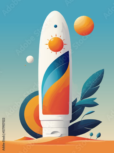 sunscreen lotion cosmetics bottle vector illustration