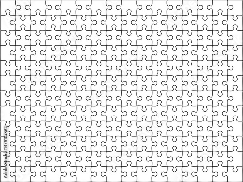 192-piece jigsaw puzzle template, transparent background, isolated PNG.