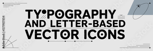 Minimalist vector illustration of bold typography and letter-based icons