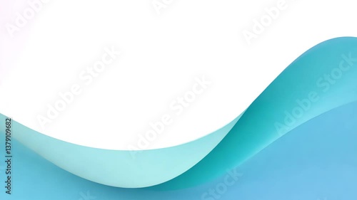 a minimal abstract background with smooth aqua waves on a white and blue gradient surface, clean and modern.
