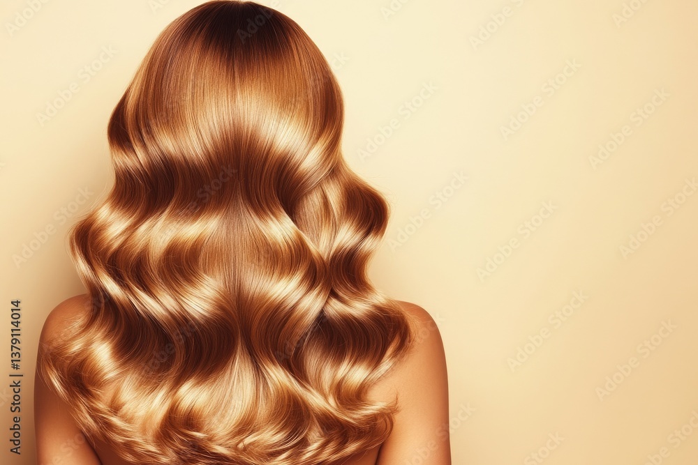 Fototapeta premium A woman with stunning, bronzed hair that is frizzy and flows beautifully is the subject of this portrait