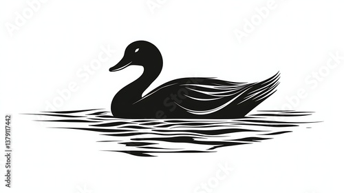 Beautiful duck logo silhouette floating peaceful art images