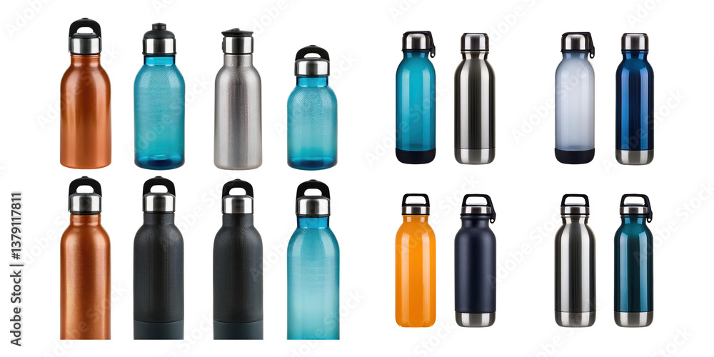Fototapeta premium Variety of Water Bottles on Transparent Background
