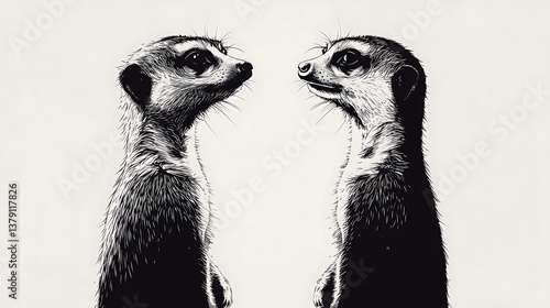 Cute meerkat sitting silhouette vector illustration