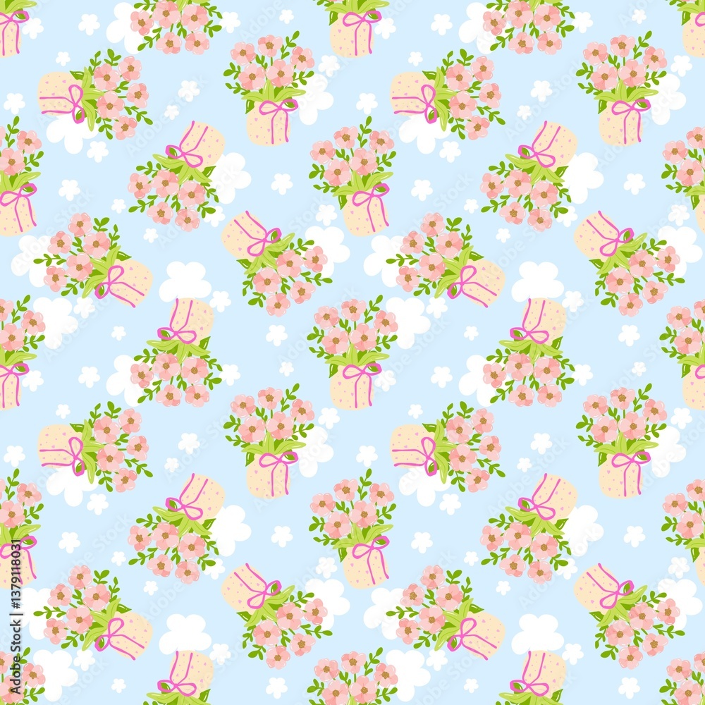 Pink Floral Bouquet Seamless Pattern Pink Floral Bouquet Seamless Pattern