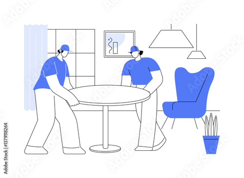 Furniture placing isolated cartoon vector illustrations.